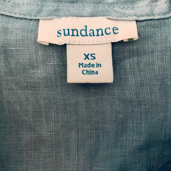 Sundance Linen Sky Blue Pleated Button Down Shirt - SZ XS - Picture 3 of 6